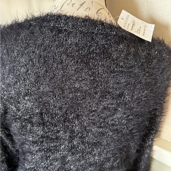 Women's Black Crew Neck Tinsel Sweater in Gunmetal NWT - Picture 7 of 7